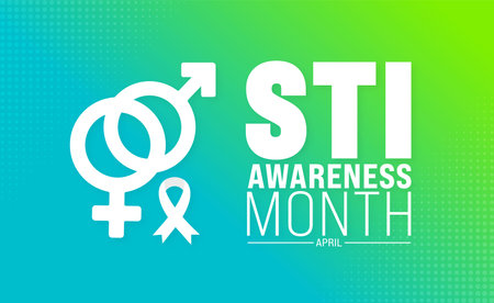 April is Sexually Transmitted Infections STI Awareness Month background template. Holiday concept. use to background, banner, placard, card, and poster design template with textのイラスト素材