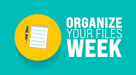 April is Organize Your Files Week background template. Holiday concept. use to background, banner, placard, card, and poster design template with text inscription and standardのイラスト素材