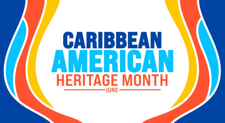 June is Caribbean American Heritage Month palm tree background template. Holiday concept. use to background, banner, placard, card, and poster design template with text inscriptionのイラスト素材