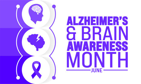 June is Alzheimerâs and Brain Awareness Month background template. Holiday concept. use to background, banner, placard, card, and poster design template with text inscriptionのイラスト素材
