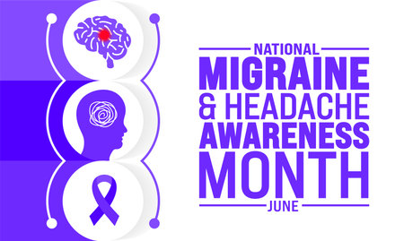 June is Migraine and Headache Awareness Month background template. Holiday concept. use to background, banner, placard, card, and poster design template with text inscriptionのイラスト素材