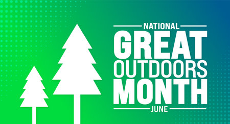 June is Great Outdoors Month background template. Holiday concept. use to background, banner, placard, card, and poster design template with text inscription and standard color.のイラスト素材