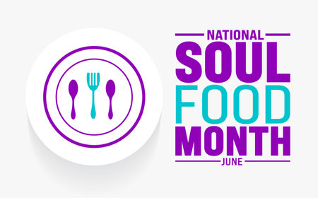 June is National soul food month background template. Holiday concept. use to background, banner, placard, card, and poster design template with text inscription and standard colorのイラスト素材