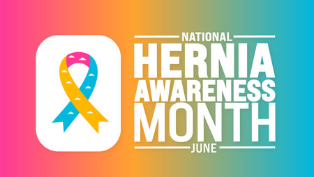 June is Hernia Awareness Month background template. Holiday concept. use to background, banner, placard, card, and poster design template with text inscription and standard color.のイラスト素材
