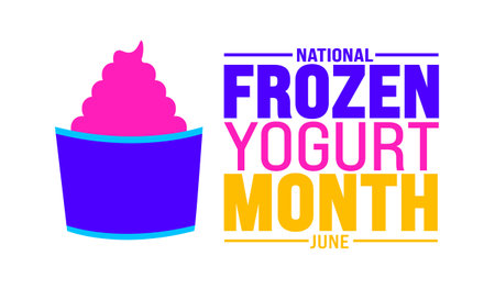 June is National Frozen Yogurt Month background template. Holiday concept. use to background, banner, placard, card, and poster design template with text inscription and standardのイラスト素材