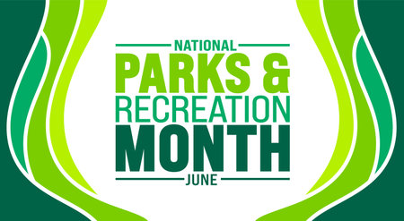 June is Parks and Recreation Month background template. Holiday concept. use to background, banner, placard, card, and poster design template with text inscriptionのイラスト素材