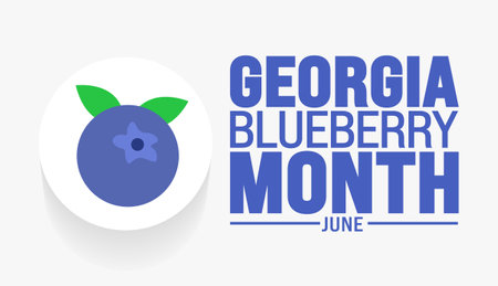 June is Georgia Blueberry Month background template. Holiday concept. use to background, banner, placard, card, and poster design template with text inscription and standard color.のイラスト素材