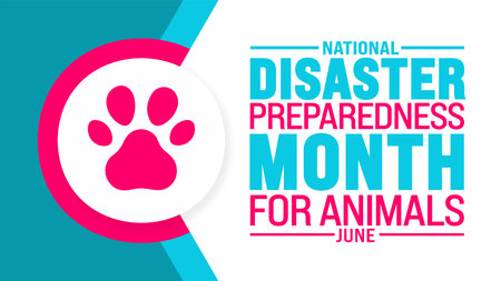 June is National Disaster Preparedness Month for Animals background template. Holiday concept. use to background, banner, placard, card, and poster design templateのイラスト素材