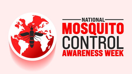 June is National Mosquito Control Awareness Week background template. Holiday concept. use to background, banner, placard, card, and poster design template with text inscriptionのイラスト素材