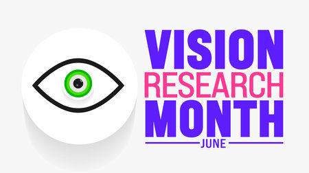 June is Vision Research Month background template. Holiday concept. use to background, banner, placard, card, and poster design template with text inscription and standard color.のイラスト素材