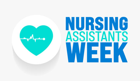 June is Nursing Assistants Week background template. Holiday concept. use to background, banner, placard, card, and poster design template with text inscription and standard color.のイラスト素材