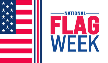 June is National Flag Week background template. Holiday concept. use to background, banner, placard, card, and poster design template with text inscription and standard color.のイラスト素材