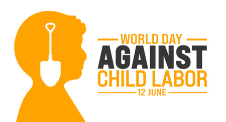 12 June is World Day Against Child Labor background template. Holiday concept. use to background, banner, placard, card, and poster design template with text inscriptionのイラスト素材
