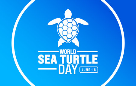 16 June is World sea turtle day background template. Holiday concept. use to background, banner, placard, card, and poster design template with text inscription and standard color.のイラスト素材