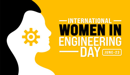23 June is International women in engineering day background template. Holiday concept. use to background, banner, placard, card, and poster design template with text inscription aのイラスト素材