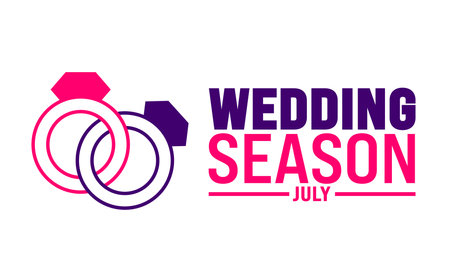 July is Wedding Season background template. Holiday concept. use to background, banner, placard, card, and poster design template with text inscription and standard color. vectorのイラスト素材