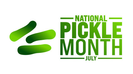 July is National Pickle Month background template. Holiday concept. use to background, banner, placard, card, and poster design template with text inscription and standard color.のイラスト素材