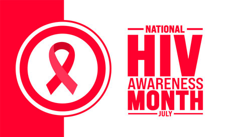July is National HIV Awareness Month background template. Holiday concept. use to background, banner, placard, card, and poster design template with text inscription and standardのイラスト素材