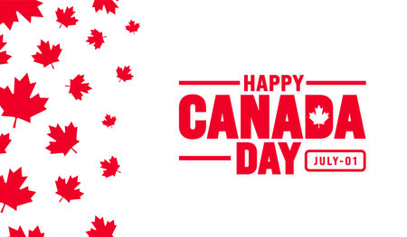 1 July is Happy Canada Day background template with Canada flag maple leaf. Holiday concept. use to background, banner, placard, card, and poster design. celebrating Canadaのイラスト素材