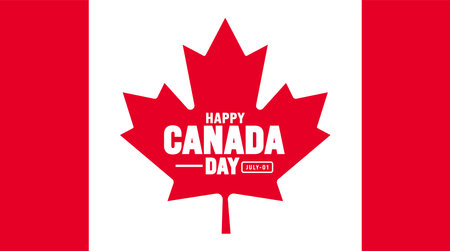1 July is Happy Canada Day background template with Canada flag maple leaf. Holiday concept. use to background, banner, placard, card, and poster design. celebrating Canadaのイラスト素材
