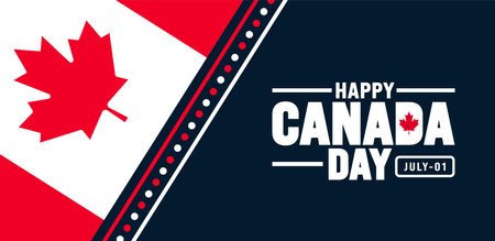 1 July is Happy Canada Day background template with Canada flag maple leaf. Holiday concept. use to background, banner, placard, card, and poster design. celebrating Canadaのイラスト素材