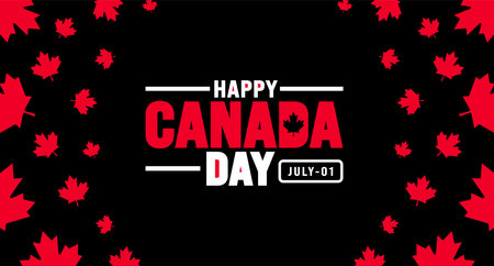 1 July is Happy Canada Day background template with Canada flag maple leaf. Holiday concept. use to background, banner, placard, card, and poster design. celebrating Canadaのイラスト素材