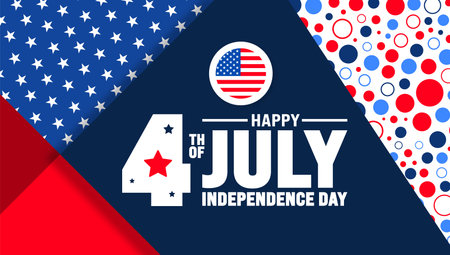 United States of America Independence Day Celebration background. 4th of July happy independence day background or banner design template with unique shape and USA flag vector.のイラスト素材