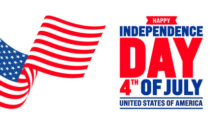 United States of America Independence Day Celebration background. 4th of July happy independence day background or banner design template with unique shape and USA flag vector.のイラスト素材