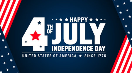 United States of America Independence Day Celebration background. 4th of July happy independence day background or banner design template with unique shape and USA flag vector.のイラスト素材