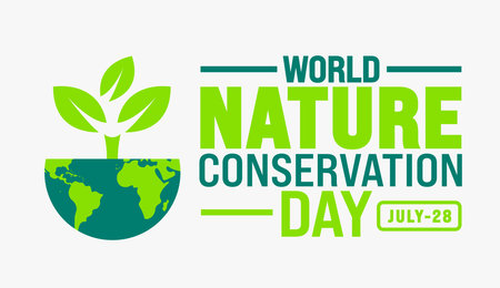28 July is World Nature Conservation Day background template. Holiday concept. Use a background, banner, placard, card, and poster design template with text inscriptionのイラスト素材