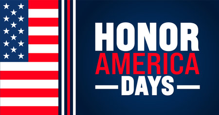 Honor America Days background template. Holiday concept. Use a background, banner, placard, card, and poster design template with text inscription and standard color. vectorのイラスト素材