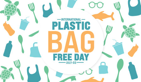 International Plastic Bag Free Day background template. Holiday concept. Use a background, banner, placard, card, and poster design template with text inscription and standardのイラスト素材