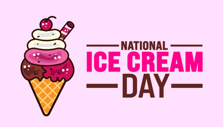 National Ice Cream Day background template. Holiday concept. Use a background, banner, placard, card, and poster design template with text inscription and standard color. vectorのイラスト素材