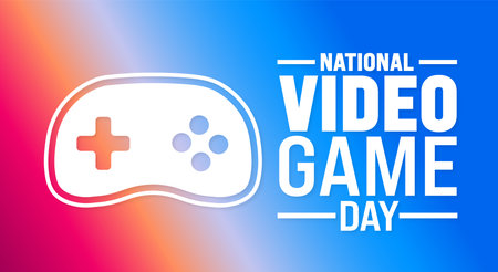 National Video Game Day background template. Holiday concept. Use a background, banner, placard, card, and poster design template with text inscription and standard color. vectorのイラスト素材