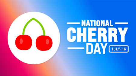 National Cherry Day background template. Holiday concept. Use a background, banner, placard, card, and poster design template with text inscription and standard color. vectorのイラスト素材
