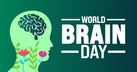 World Brain Day background template. Holiday concept. Use to background, banner, placard, card, and poster design template.のイラスト素材