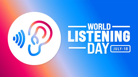 World Listening Day background template. Holiday concept. Use a background, banner, placard, card, and poster design template with text inscription and standard color. vectorのイラスト素材