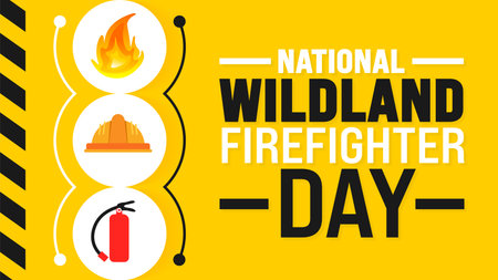 National Wildland Firefighter Day background template. Holiday concept. Use a background, banner, placard, card, and poster design template with text inscription and standard colorのイラスト素材