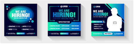 join our amazing team We are hiring job opportunity or Job recruitment social media post Square web banner. We are hiring job vacancy social media post banner.のイラスト素材