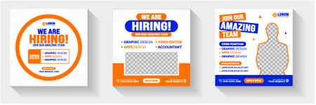 join our amazing team We are hiring job opportunity or Job recruitment social media post Square web banner. We are hiring job vacancy social media post banner.のイラスト素材