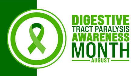 Digestive Tract Paralysis Awareness Month is observed every year in August. Holiday concept. Template for background, banner, card, poster, placard, design templateのイラスト素材