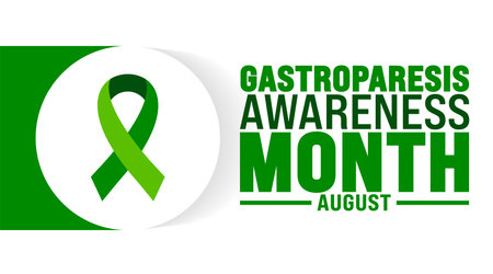 Gastroparesis Awareness Month is observed every year in August. Holiday concept. Template for background, banner, card, poster, placard, design template with unique shapesのイラスト素材