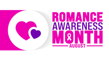 Romance Awareness Month is observed every year in August. Holiday concept. Template for background, banner, card, poster, placard, design template with unique shapes with standardのイラスト素材
