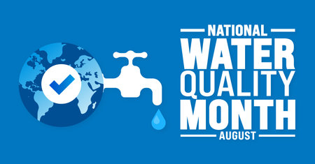 Water Quality Month is observed every year in August. Holiday concept. Template for background, banner, card, poster, placard, design template with unique shapes with standardのイラスト素材