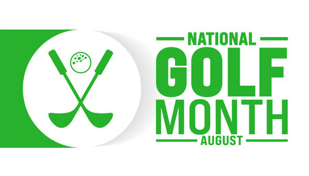 National Golf Month is observed every year in August. Holiday concept. Template for background, banner, card, poster, placard, design template with unique shapesのイラスト素材
