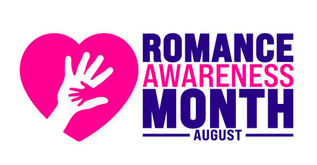 Romance Awareness Month is observed every year in August. Holiday concept. Template for background, banner, card, poster, placard, design template with unique shapes with standardのイラスト素材