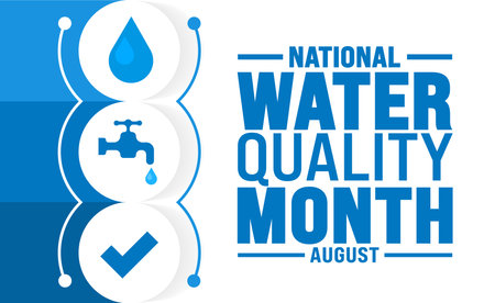 Water Quality Month is observed every year in August. Holiday concept. Template for background, banner, card, poster, placard, design template with unique shapes with standardのイラスト素材