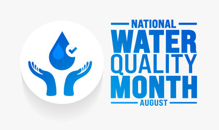Water Quality Month is observed every year in August. Holiday concept. Template for background, banner, card, poster, placard, design template with unique shapes with standardのイラスト素材
