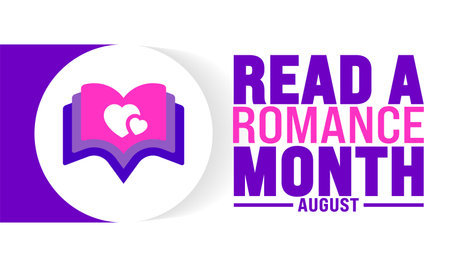 Read A Romance Month is observed every year in August. Holiday concept. Template for background, banner, card, poster, placard, design template with unique shapesのイラスト素材