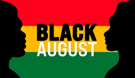 Black August is observed every year in August. Holiday concept. Template for background, banner, card, poster, placard, design template with unique shapes with standard color.のイラスト素材